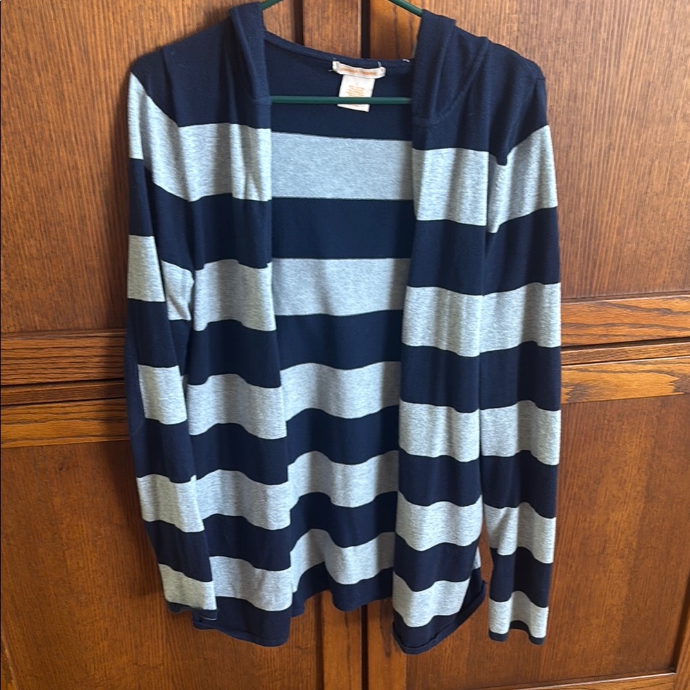 Chic Navy and Gray Striped Hoodie